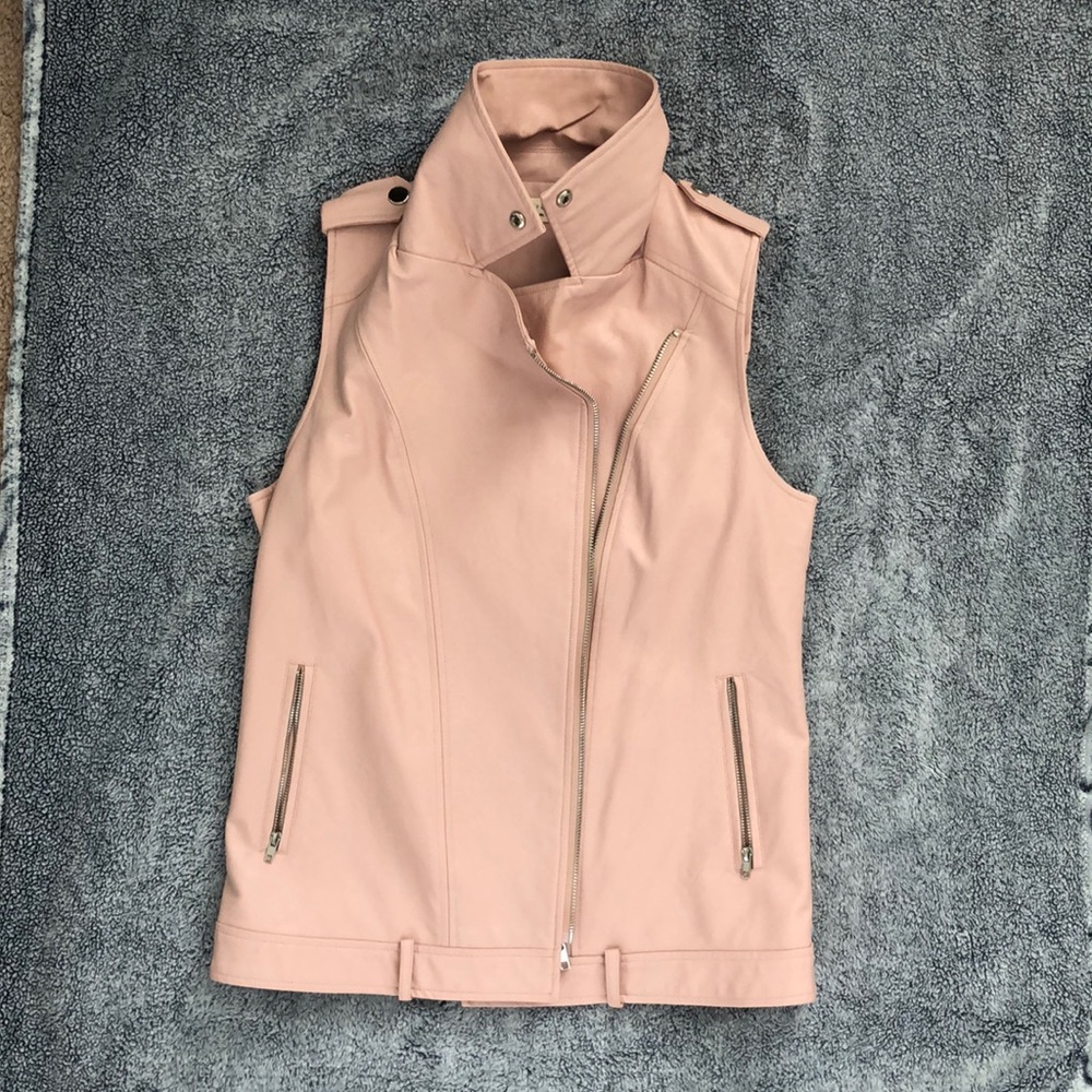 Faux leather pink vest